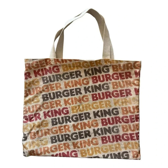 Burger King Canvas Tote Bag Spell Out All Over Print retro vintage swag promo it - Picture 1 of 7